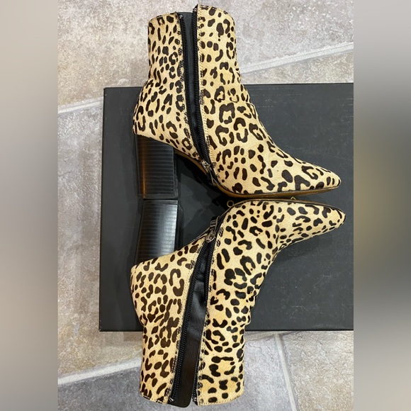 Leopard Calf Hair Block Boots - Picture 2 of 6